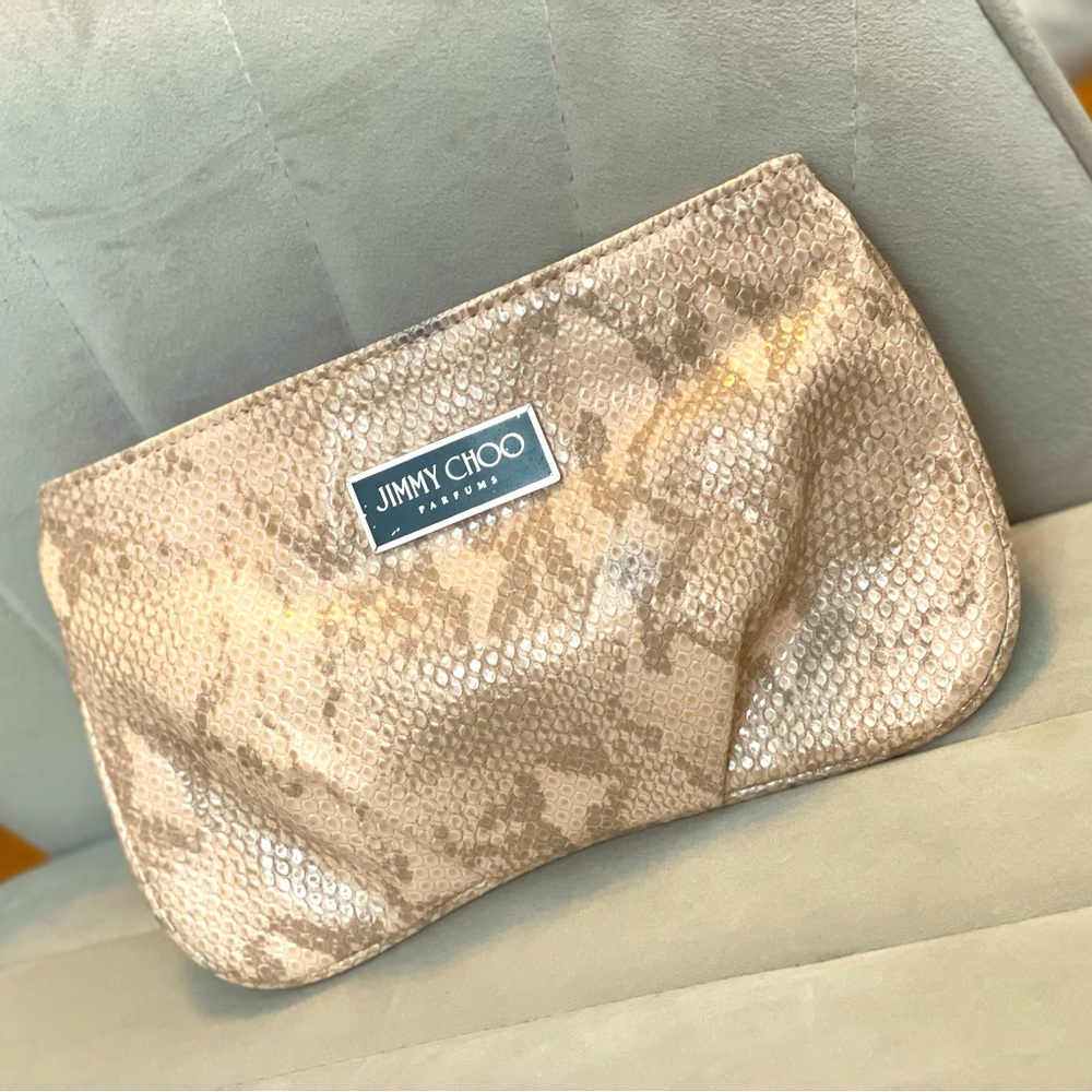 Jimmy Choo snake print clutch/cosmetic bag